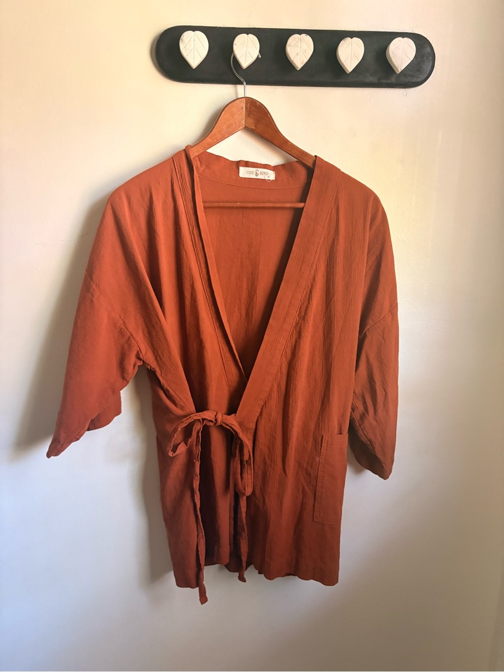 OddBird Company Kardes Lounge Kimono Wrap Top Rust Orange